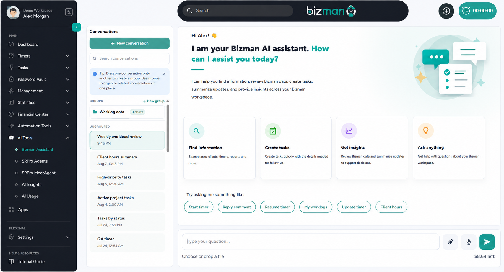 Bizman Assistant screen