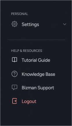 Bizman Help and Resources sidebar