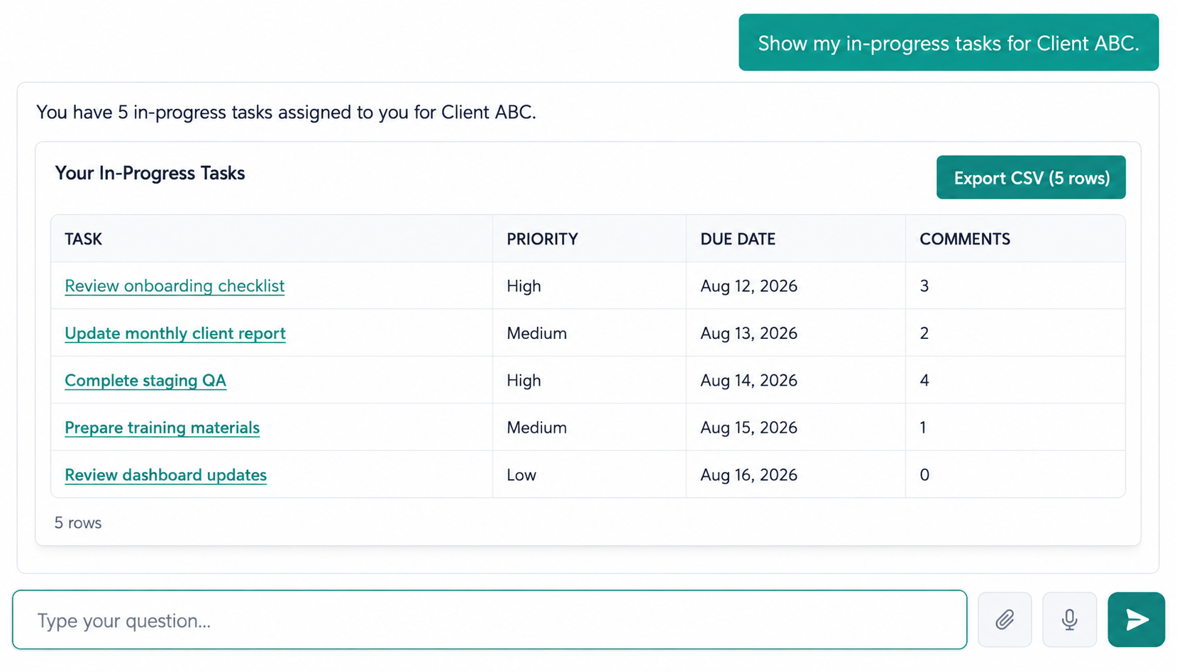 Export tasks in Bizman Assistant