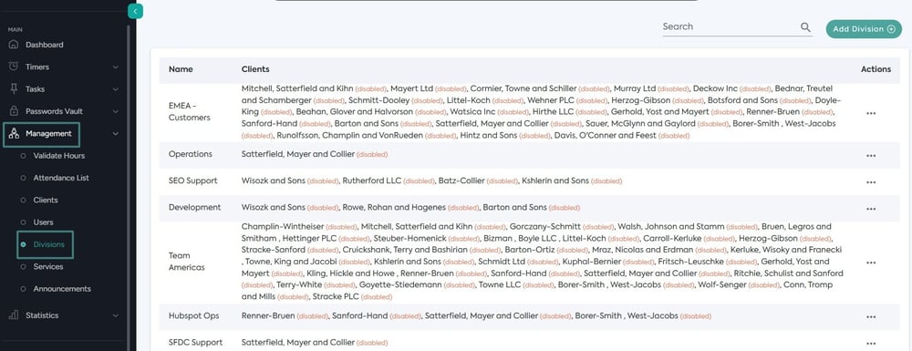 adding division on Bizman