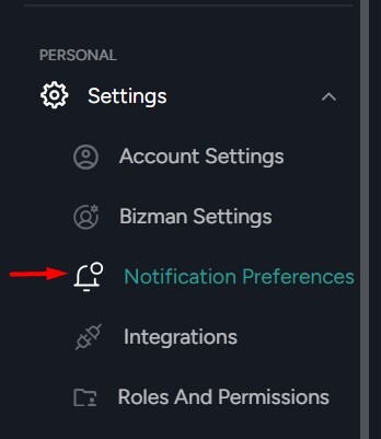 bizman preferences - notifications