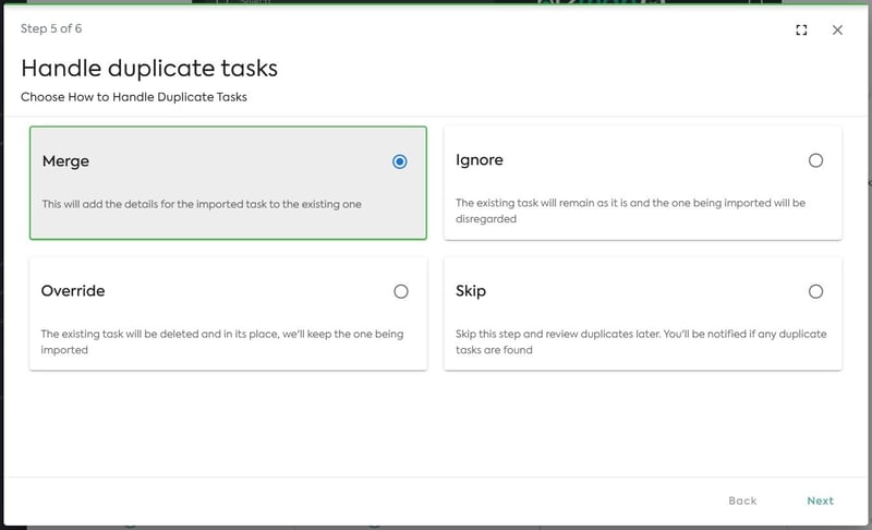 handle duplicate tasks options