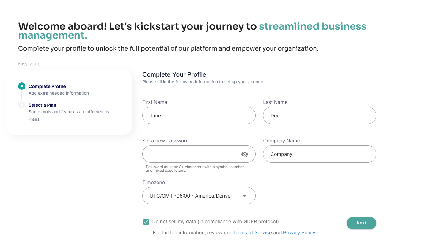 onboarding do not sell my data checkbox