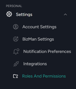 accessing roles and management in Bizman
