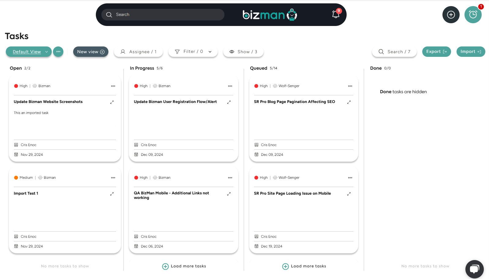 Bizman Board View
