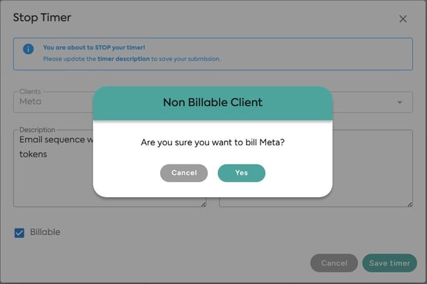 override nonbillable client