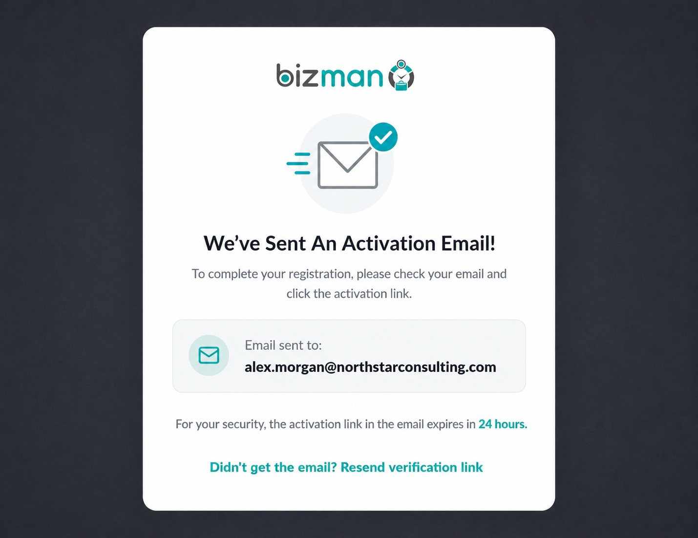 resend verification link bizman