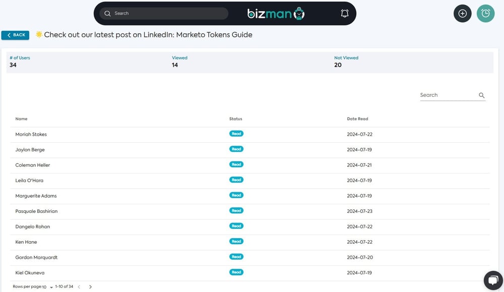 track Bizman announcement engagement